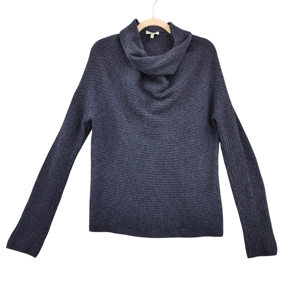 Joie Womens Quiet Luxury Minimalist 100% Cashmere Cowl Neck Sweater S Navy Blue